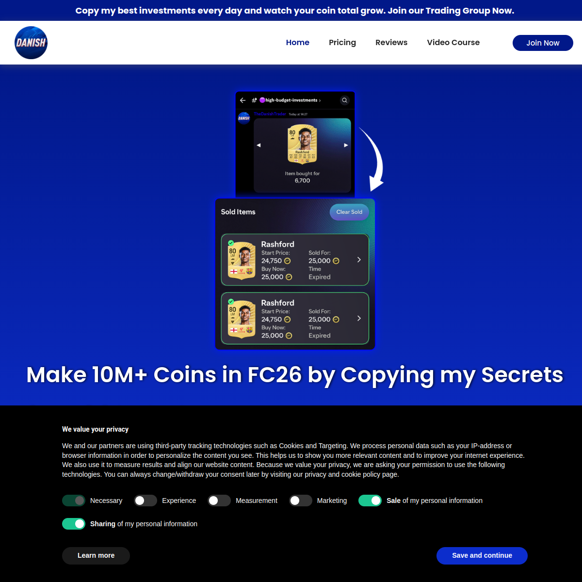 Capture du site ou de l'interface The Danish Trader