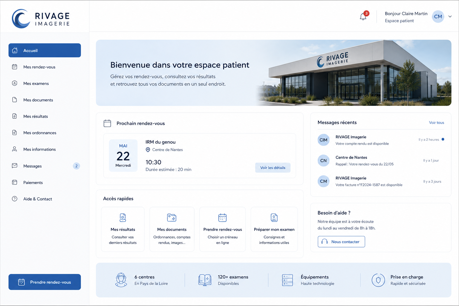 Espace patient Rivage Imagerie